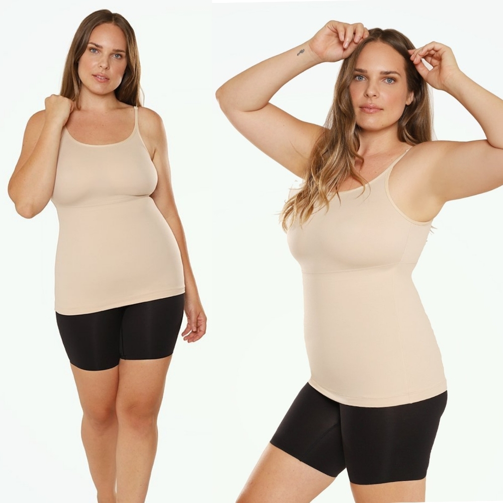MAIDENFORM Flexees Long Length Shapewear Camisole Tank Top Size XL Beige